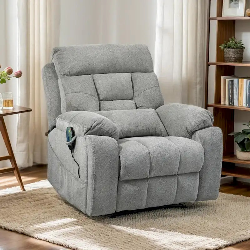Oversize Dual Motor Massage Recliner w/Heat, Lift Sofa for Elderly, Cup Holder,180 degrees