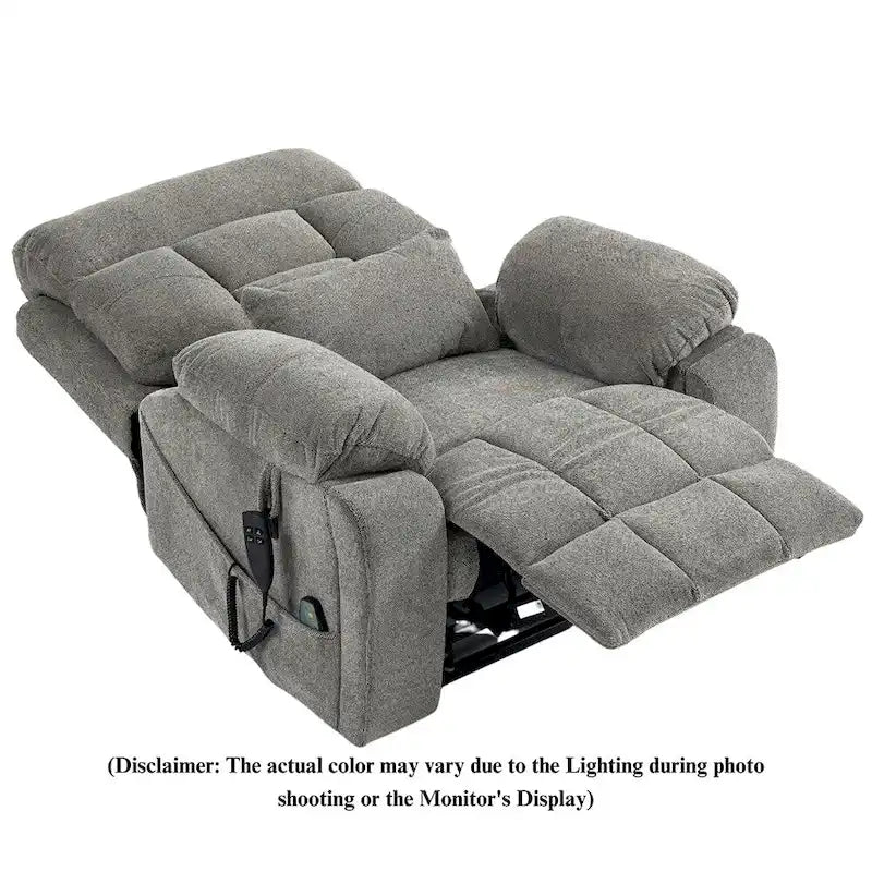 Oversize Dual Motor Massage Recliner w/Heat, Lift Sofa for Elderly, Cup Holder,180 degrees