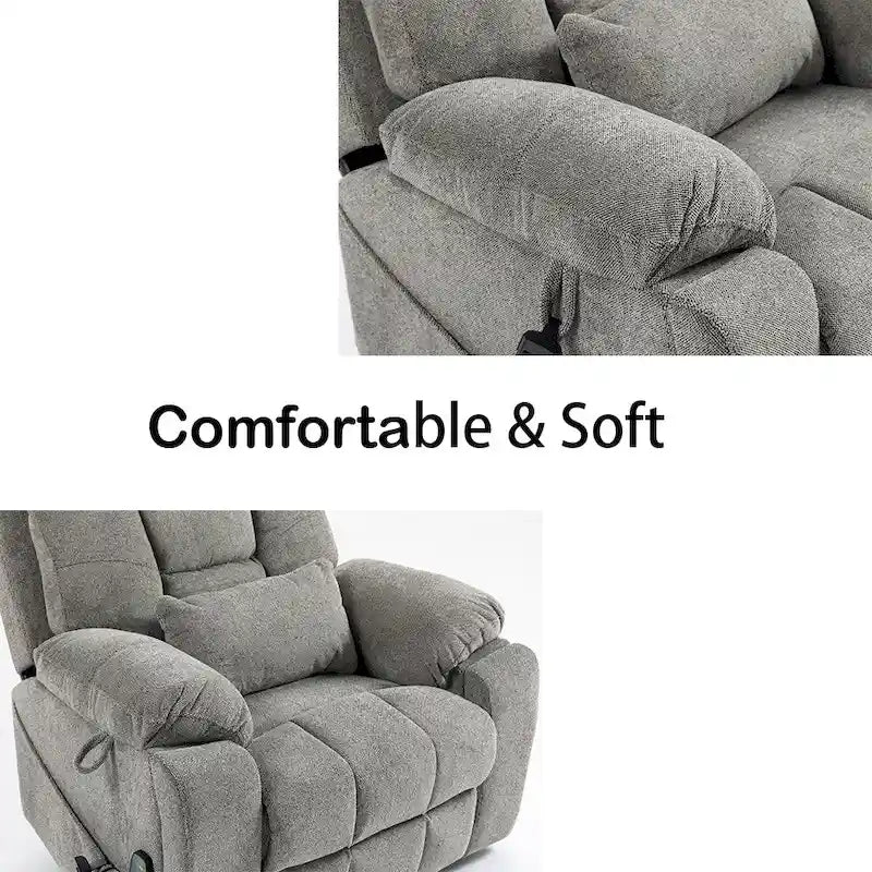 Oversize Dual Motor Massage Recliner w/Heat, Lift Sofa for Elderly, Cup Holder,180 degrees
