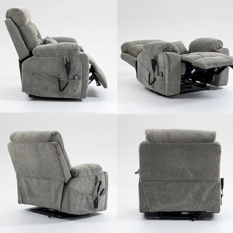 Oversize Dual Motor Massage Recliner w/Heat, Lift Sofa for Elderly, Cup Holder,180 degrees